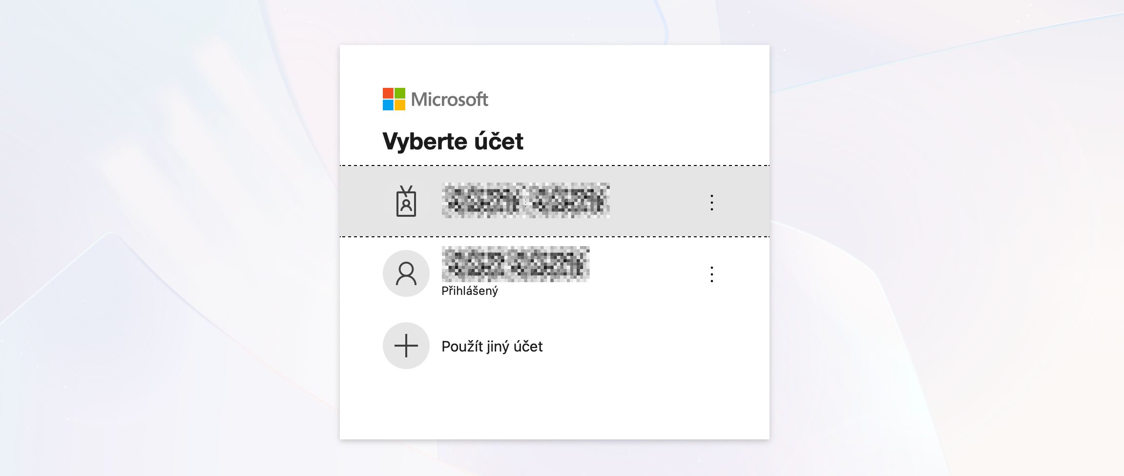 Prihlasovacia obrazovka Microsoft