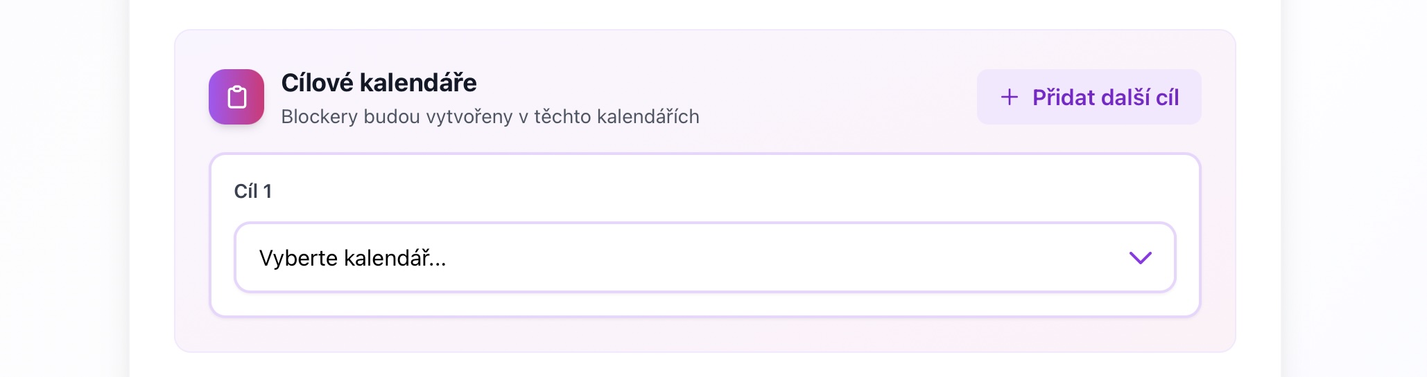 Target calendar selection with checkboxes